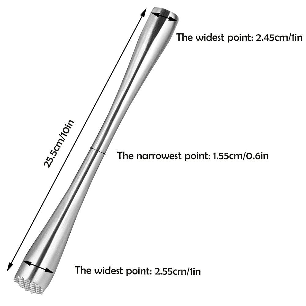 Cóctel Muddler, Profesional Muddler, Ideal Bartender Herramientas, Utensilios De Cóctel De Acero Inoxidable, para Hacer Puré De Cóctel con Menta Natural y Cítricos(26cm/10.2in)