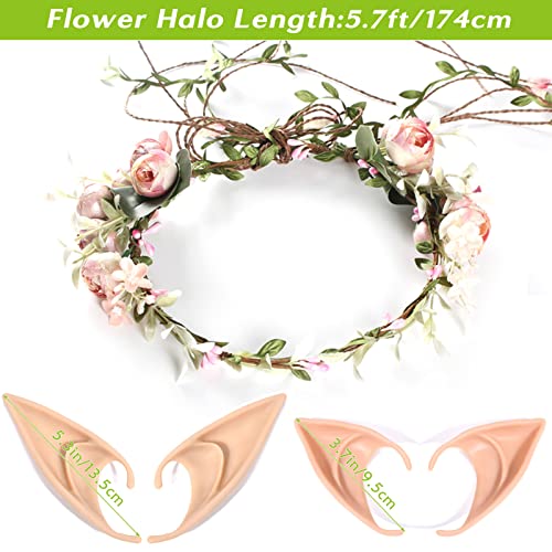 Butterfly Fairy Wings Costume Accessory For Women Kid Girl,Floral Headband,Elf Ears,Clear Angel Wing Halloween Cosplay Party #TOP2