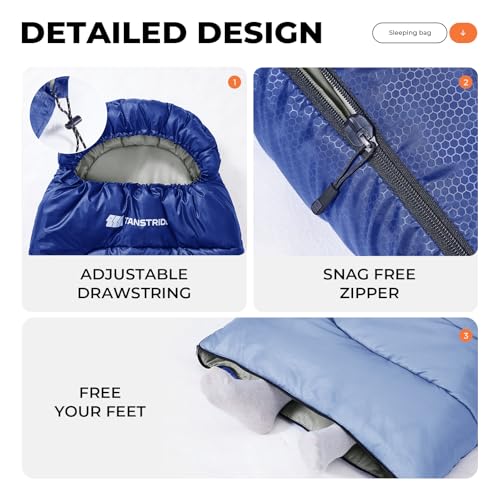 Image of Sleeping Bags for Adults, Camping Sleeping Bag with WaterResistant & TearResistant, Lightweight 4lb Sleeping Bag Warm for Backpacking, Hiking, Summer Camp & Indoor Use - Anti-Snag Zipper