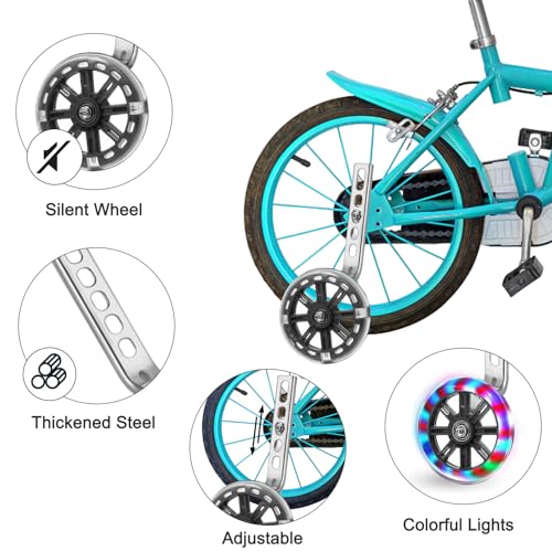 Herbst Fahrrad Stützräder Kinderfahrrad, 1 Paar Universal Stützrädern Einstellbare Hilfsräder, Bike Training Räder für 12 14 16 18 20 Zoll Kinderfahrrad (Schwarz)