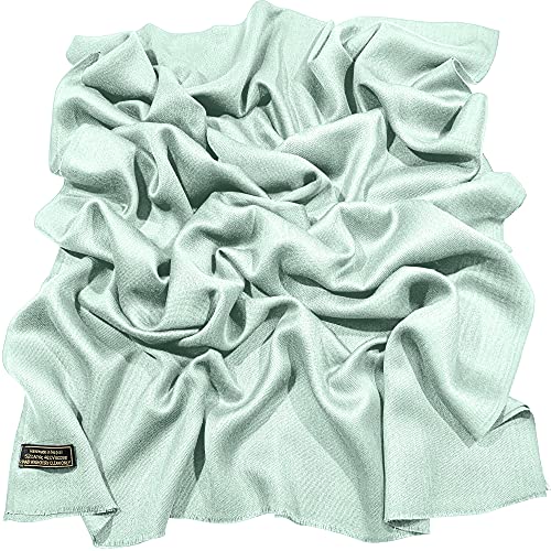 Châle de pashmina cyan pâle pour sublimer vos soirées en étole wrap CJ Apparel