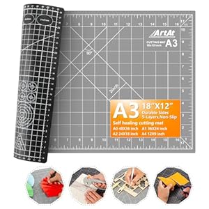 ArtAt Self Healing Cutting Mat: 12″x 18″ Black-Gray Eco-Craft Cutting Mat – 5-Layer Durable Anti-Blade-Wear Material for All Your Crafting Needs