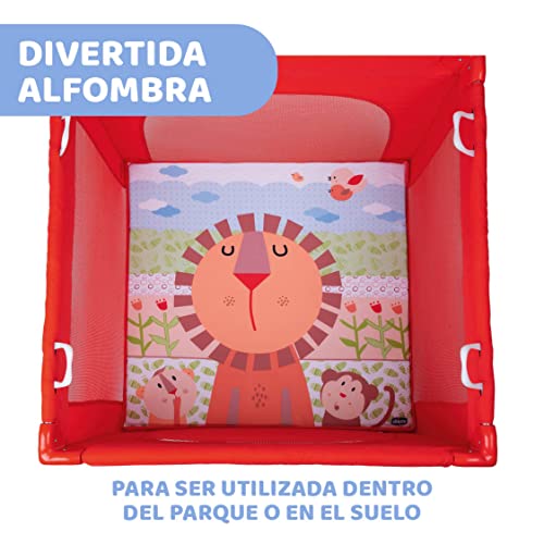 Miniatura 3 de Chicco Open Box Parque Bebé de 0 Meses a 15 Kg – Parque Plegable y Compacto, Parque de Juegos con Alfombra Extraíble, Ventanas de Malla, 4 Asas y Bolsa de Transporte, Color Rojo (Lion)