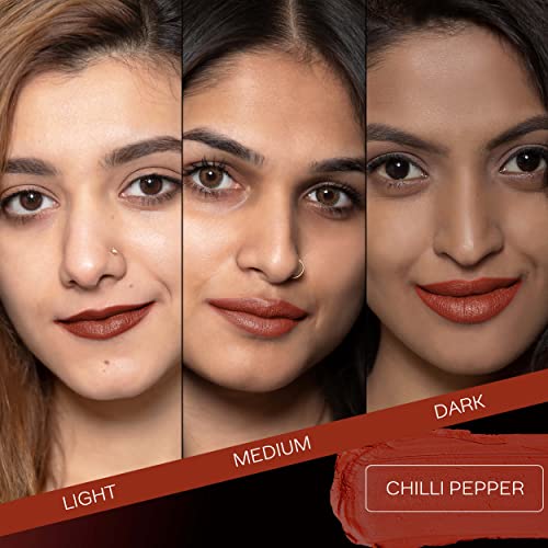 Image of FACES CANADA Weightless Matte Lipstick - Chilli Pepper 11 (Red), 4.5g | Highly Pigmented Lip Color | Smooth One Stroke Glide | Moisturizes & Hydrates Lips | Vitamin E, Jojoba & Almond Oil Enriched