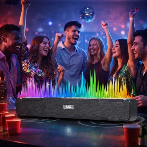 Image of Mz Wireless SoundBar M-51 | 10W Bluetooth Soundbar Speaker with 2400mAh Battery | Up to 6 Hours Playback | Portable Wireless Sound Bar for TV, Mobile & Home Audio