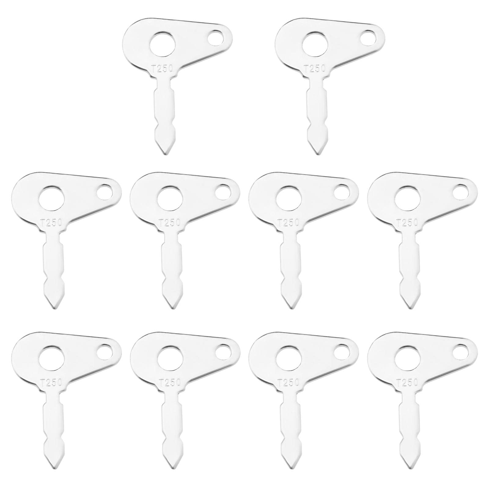 SING F LTD 10PCS Ignition Starter Keys T250 Compatible with Lucas Compatible with Benford Compatible with Terex Tractor Diggers Agricultural Machinery Heavy Equipment