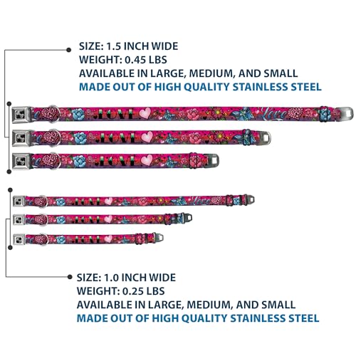 Collier pour chien nylon Buckle Down motif rose taille M réglable robuste