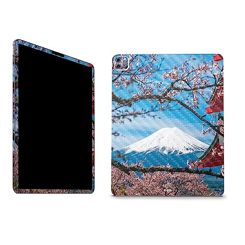 Image of MightySkins Carbon Fiber Skin Compatible with Apple iPad Pro 12.9 inch M2 6th Gen (2022) Full Wrap Kit - Overlooking Fuji | Protective Durable Textured Carbon Fiber Finish | Easy to Apply Made in The USA