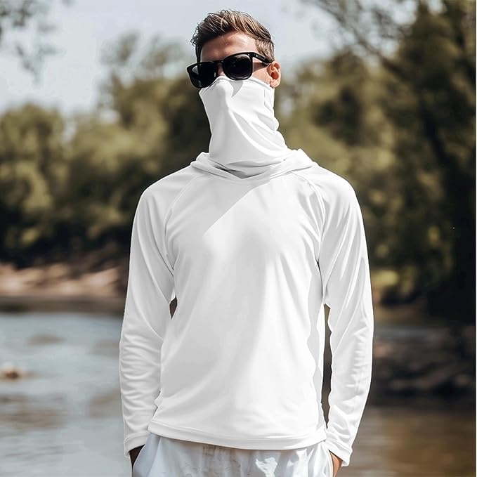 Mens Fall Sun Protection Hoodie with Face Mask Fishing Shirts Long Sleeve Upf 50 Hiking Clothing4