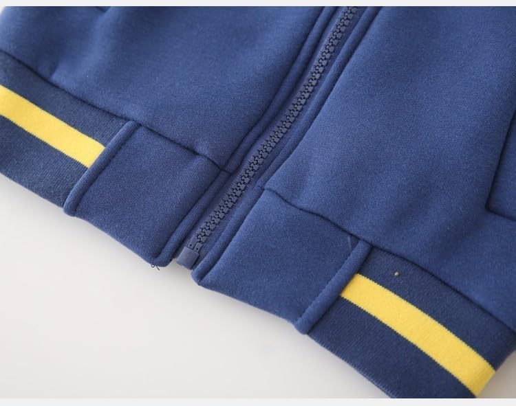 Toddler Kids Boys Girls Casual Warm Thicky Printed Zip Up Baseball Jacket Fall Block Color Pockets Sweatshirt Coat Top4
