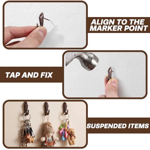 Image of Hotop 30 Pcs Push Pins Picture Hooks 20 Lbs Thumbtacks for Wall Hanger Picture Hanging Nails for Wall Decorative Thumb Tacks for Fabric Drywall Bulletin Cork Board Office Home(Red Bronze)