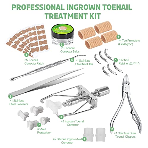 Ingrown Toenail Treatment Kit, Ingrown Toenail Removal Kit, Ingrown Toenail Tool Kit, Ingrown Toenail Corrector Strips, Ingrown Toe Nail File Lifter And Toenail Clippers For Seniors Thick Nails, Pedicure Tool Kits #TOP1
