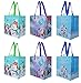 Earthwise Reusable Grocery Gift Bags Totes with Assorted Xmas Christmas Holiday Designs - Foldable and Durable (Pack of 6)