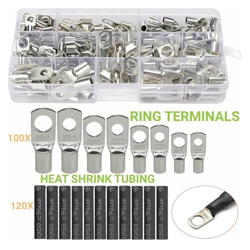 Terminales de anillo de cobre para cables de bateria y conectores termorretractiles 2