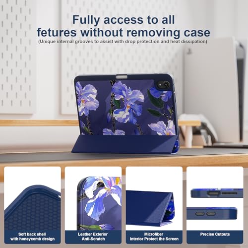 DJ&RPPQ Case for iPad (A16) 11th Generation 11-inch 2025, iPad 10th Generation 10.9-inch 2022, with Pencil Holder-[Auto Wake/Sleep] Slim Folding Stand Cover with Soft TPU Back Cover -Flower by DJ&RPPQ - Image 5
