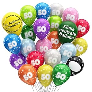 Luftballons 50. Geburtstag •15 Stück• MADE IN EU • Premium BIO Ballons aus 100% Naturlatex • Klimaneutral – Ø32cm…