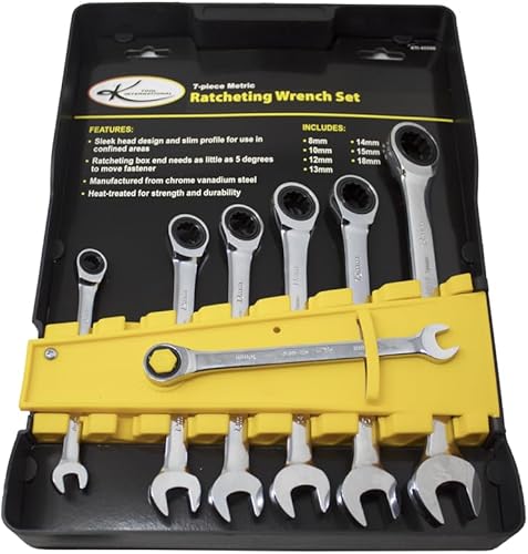 Miniatura 4 de K Tool International 45500 Juego de llaves de trinquete métricas para garajes, talleres de reparación y bricolaje, cromado, 12 puntos,