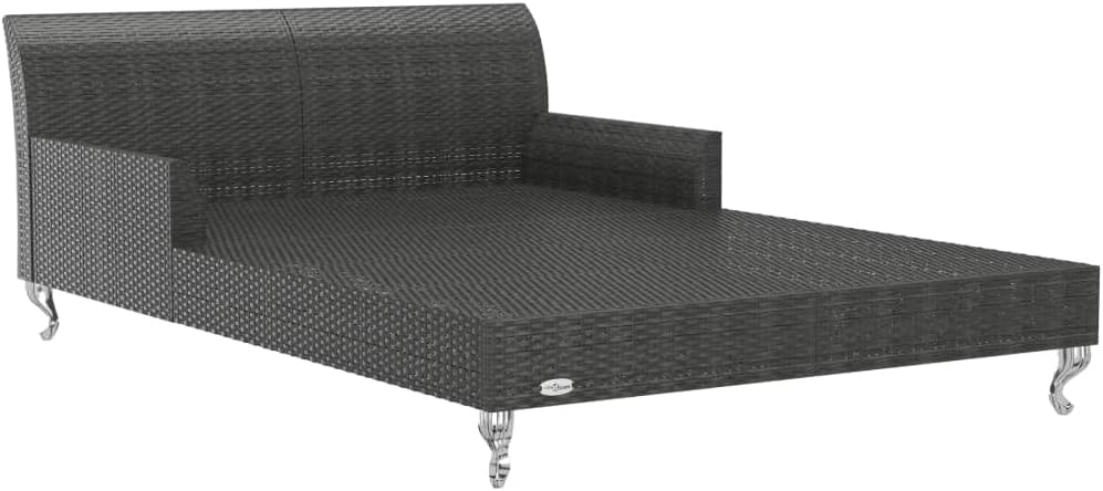 Sun Lounger Black Rattan and Cream White Cushion Outdoor Furniture Beds