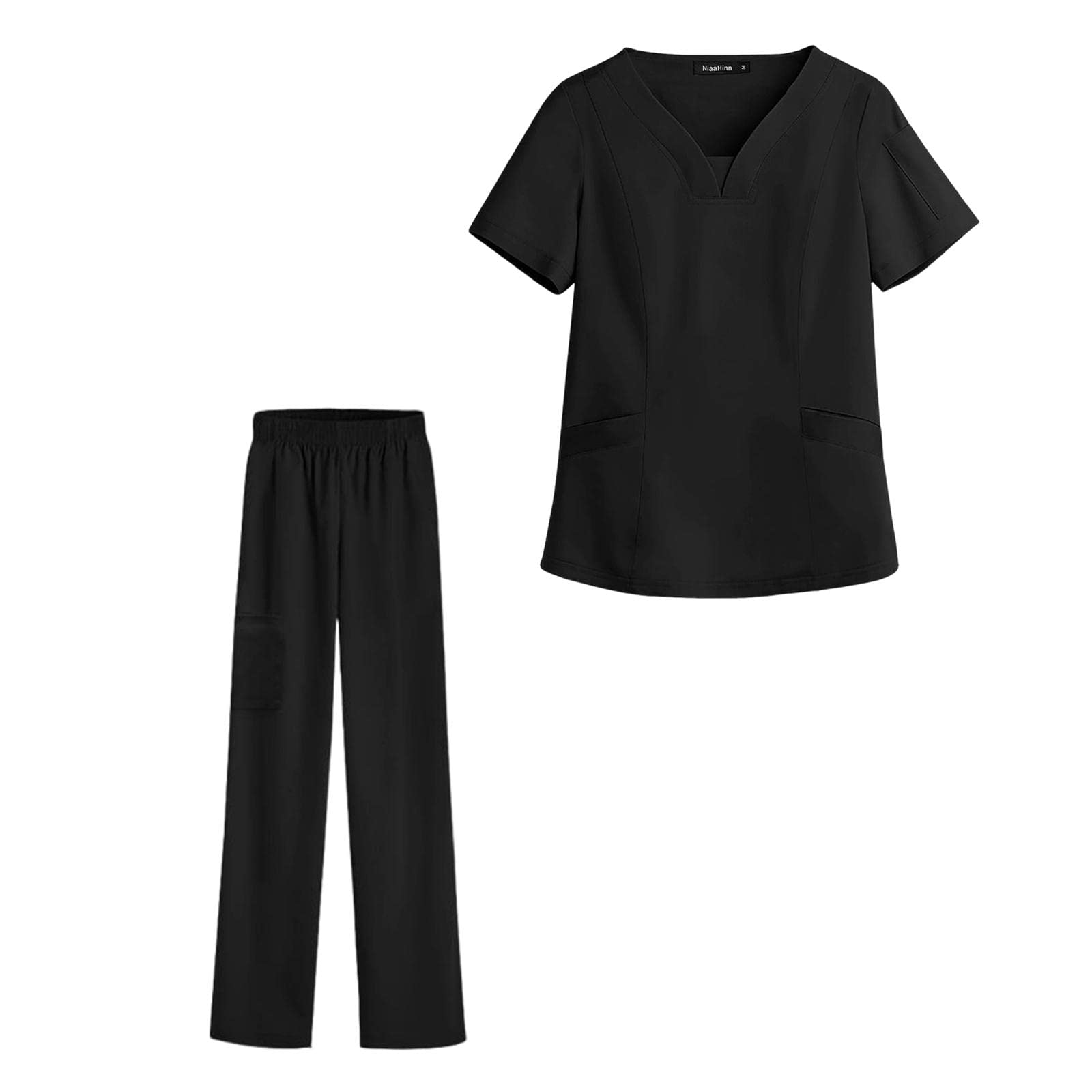 Sharplace 2x Uniforme de Enfermera Femenina, Elástico, Transpirable, Top de Manga Corta Y Pantalón. Uniforme de Enfermería para Centro de Belleza, Masajes