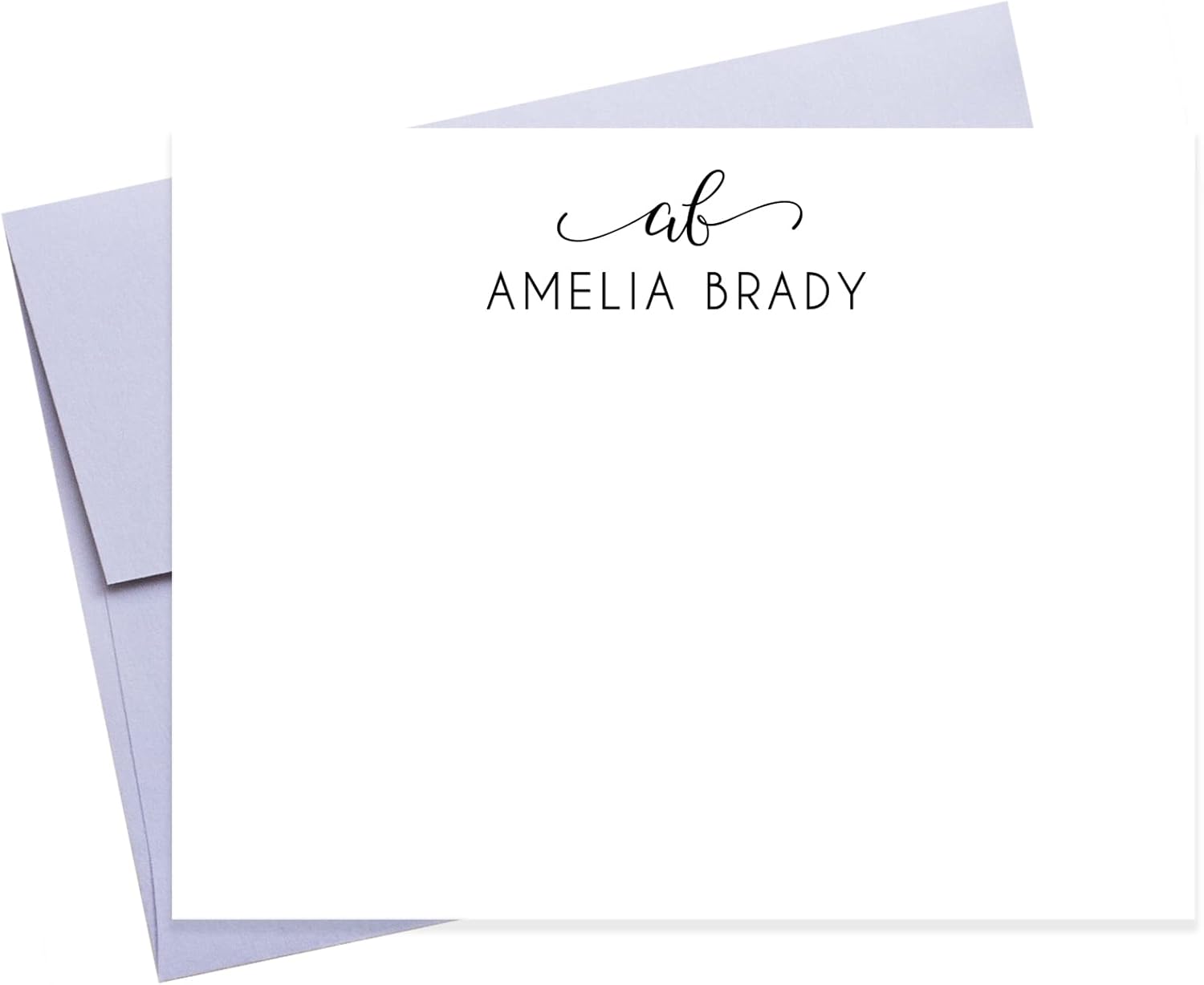 Personalized 2 Letter Monogram Stationary Set, Classy Elegant Stationery Note Card with Envelopes