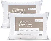 Kit 02 Travesseiros Toque de Pluma Pena Firme Percal 180 Fios 70x50cm Antiestresse, Lavável, Antiácaro, Antialérgico