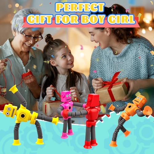 16PCS Suction Cup Robot Toy, Shape Changing Telescopic Pop Tubes Sensory Toy, Funny Robot Action Figure Bendable Fidget Toy Gift Birthday Party Favors Christmas - Image 7
