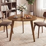 Giantex 35.5' Dining Table for 2-3, Farmhouse Wooden Kitchen Table with Solid Rubber Wood Legs, Space-Saving Dinner Table for Dinette, Living Room, Dorm, Home Office, Walnut