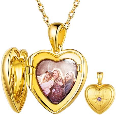 Custom4U S925 Locket Necklace with Personalised Photo & Text, Custom Jewelry Gifts for Women Christmas (Gift Wrapped)