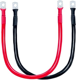 ECO-WORTHY 5AWG Battery Cables Set with 15/64' Lugs Terminals, 14inch Tinned Copper Battery Inverter Cable for Car, Truck, RV, Solar