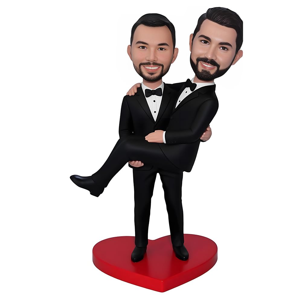 Niestandardowa figurka Bobblehead dwóch mężczyzn, miesiąc dumy para gejów bobbleheads, romans spersonalizowana rzeźba ręcznie robiona bobble głowy
