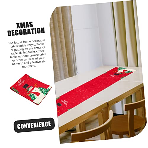 Chemin de table de Noël anti-tache en lin pour protéger la table rouge - 5