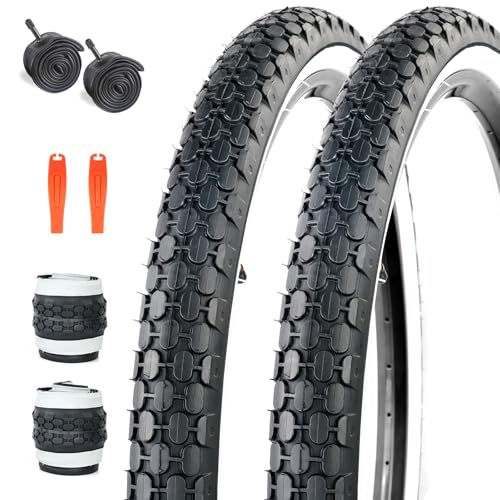 ZUKKA Lot de 2 pneus de vélo 24 24 x 2,125 - 57-507 - Pliables - Blancs - Pneu de rechange et 2...