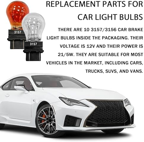 CCNU 3157 Bulb, Brake Light Bulb High Brightness Tail Turn Signal Reverse Light 3157 led Bulbs with Built in Resistor, 12V 21/5W Halogen Miniature Bulbs for Most Cars, Trucks and Vans(10PCS White) - 4