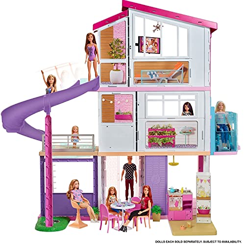 Barbie Traumvilla Dreamhouse Adventures Puppenhaus mit 3 Etagen, 8 Zimmer, Pool mit Rutsche und Zubehör, ca. 116 cm hoch… – Bild 4