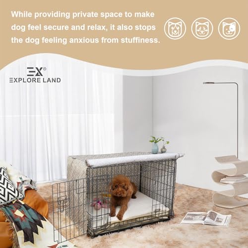 image for Explore Land Pattern Dog Crate Cover for 48 Inches Wire Cage, Heavy-Du
