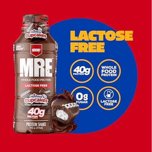 Image of REDCON1 MRE Ready to Drink Protein Shakes Hostess, Cupcakes - Lactose Free RTD Protein Made with Real Whole Food Protein Blends - Easy to Digest Nutritional Shake (12 Pack)