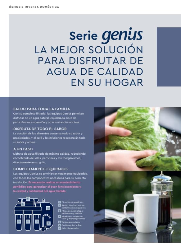 Genius One, Equipo de Osmosis Inversa - Kit para Osmosis de 5 Etapas - Capacidad para 5 L - Incluye Membrana Vontron de 50GPD y Filtros