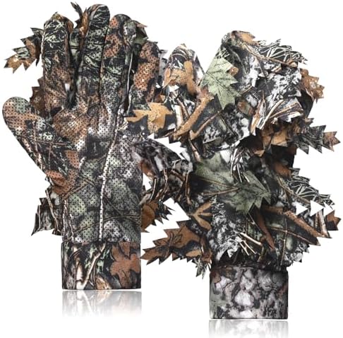 EAmber Camouflage Hunting Gloves 3D Leaf Camo Gloves Pro Anti-Slip Lightweight Archery Accessories Hunting Outdoors