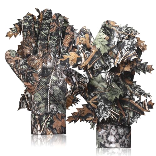 EAmber Camouflage Hunting Gloves 3D Leaf Camo Gloves Pro Anti-Slip Lightweight Archery Accessories Hunting Outdoors