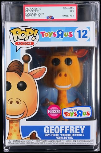 Ad Icons, PSA Graded 8.5 NM-MT+, Geoffrey Flocked Toys R Us Exclusive Collectible Vinyl Figure #12, Fully Encapsulated Bundle with Compatible Funko Pop! PSA Hard Protector Case