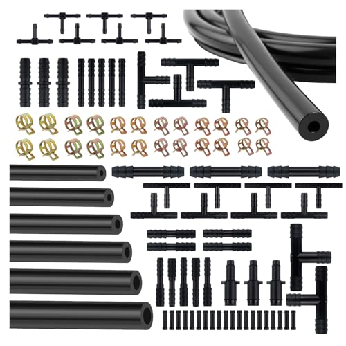 6PCS 5Ft Silicone Vacuum Hose Automotive Kit,ID 3/8",5/16",1/4",3/16",5/32",1/8" Vacuum Lines