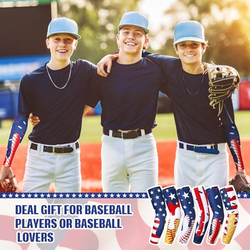 Image of Shyyween 6 Pair Arm Sleeve for Youth Kid Boy | Compression Baseball Drip Arm Sleeve, Cooling Arm Sleeve for Softball Football Basketball, UV Protection, Youth Sports Gift