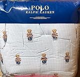 POLO RALPH LAUREN Teddy Bear Rugby Boys Blue Stripe Full Queen Comforter Set with 2 Standard Shams