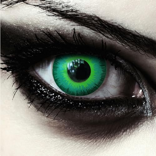 Designlenses, Dos lentillas de color verde para Cosplay Halloween disfraces duende disfraz lentes sin dioprtías/corregir + gratis caso de lente „Green Elfe'