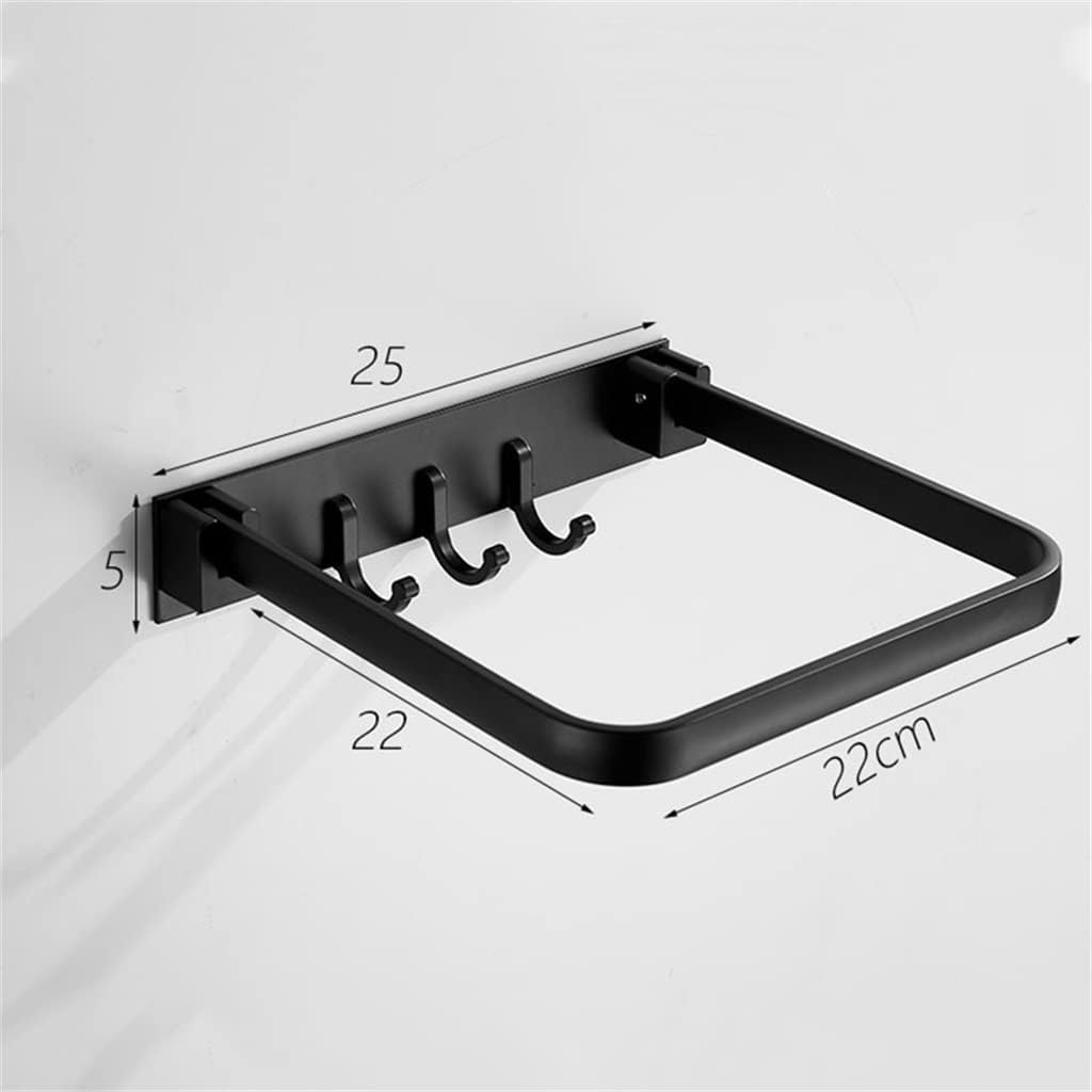 Towel Rack Black Towel Ring Bathroom Rack Hook Towel Rack Bathroom Wall-Mounted Bathroom Accessories (Color : A Size