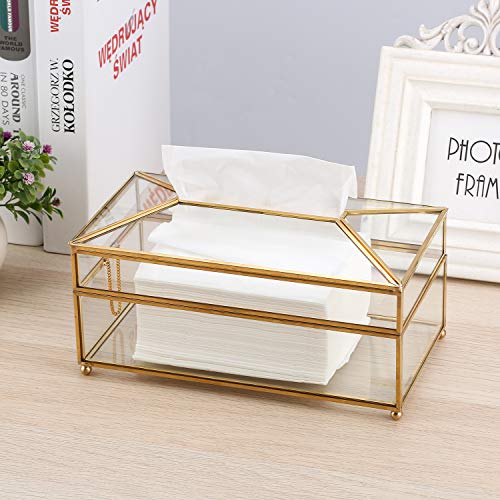 Decorative Tissue Box Holder, Rectangular Stylish Glass Napkin Storage Box Pumping Paper Dispenser Facial Tissue Holder For Dresser Bathroom Bedroom Office Car Restaurant, Home Decor, Ideal Gift #TOP2