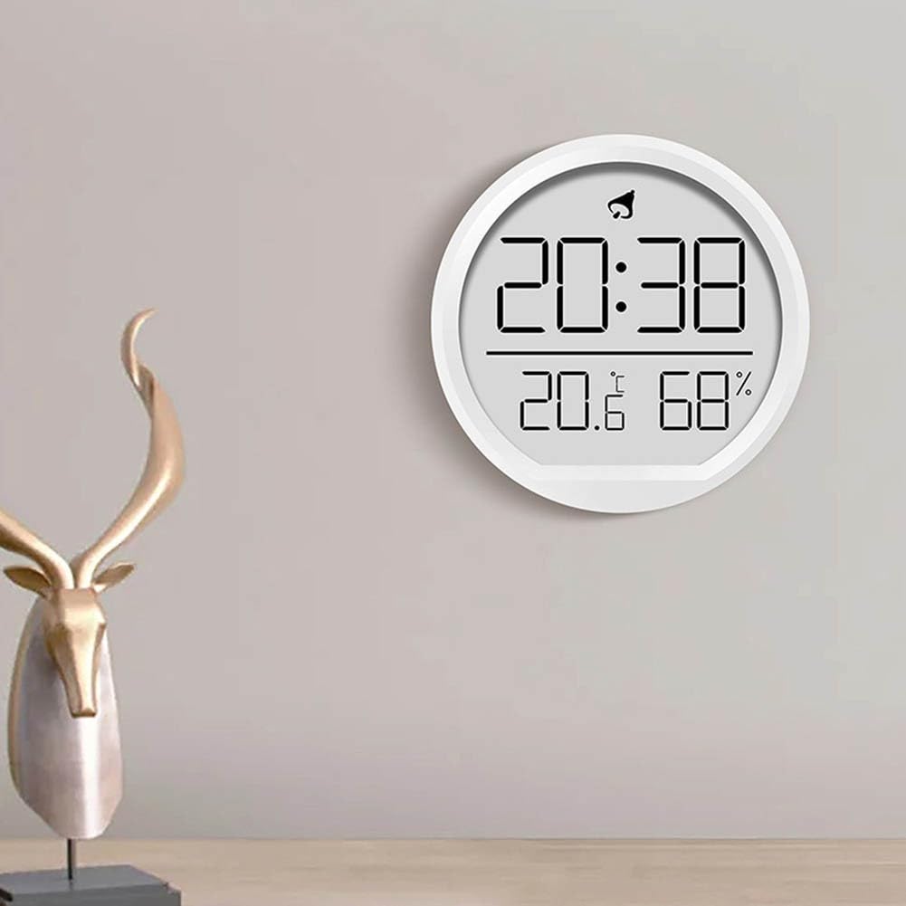 SPORTARC Orologio misuratore di temperatura e umidità interna, orologio digitale con termometro igrometro, orologio da parete versatile a schermo grande (bianco)