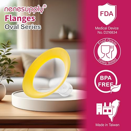 Image of Nenesupply 21mm Oval Flanges Compatible with Medela Breast Pump Parts Flange Accessories. Work with Pump in Style Parts Symphony Parts Swing Maxi Harmony Breastpumps (21mm Oval)