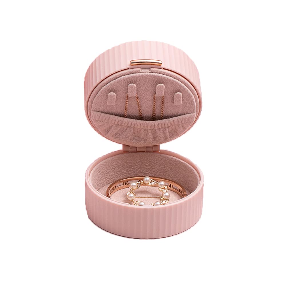 OceeK Mini étui De Voyage Pour Bijoux, étui à Bijoux De Voyage Rose, Petit Organisateur De Bijoux De Voyage, Boîte De Rangement De Bijoux De Voyage En Cuir Synthétique, Double Couche, Noir