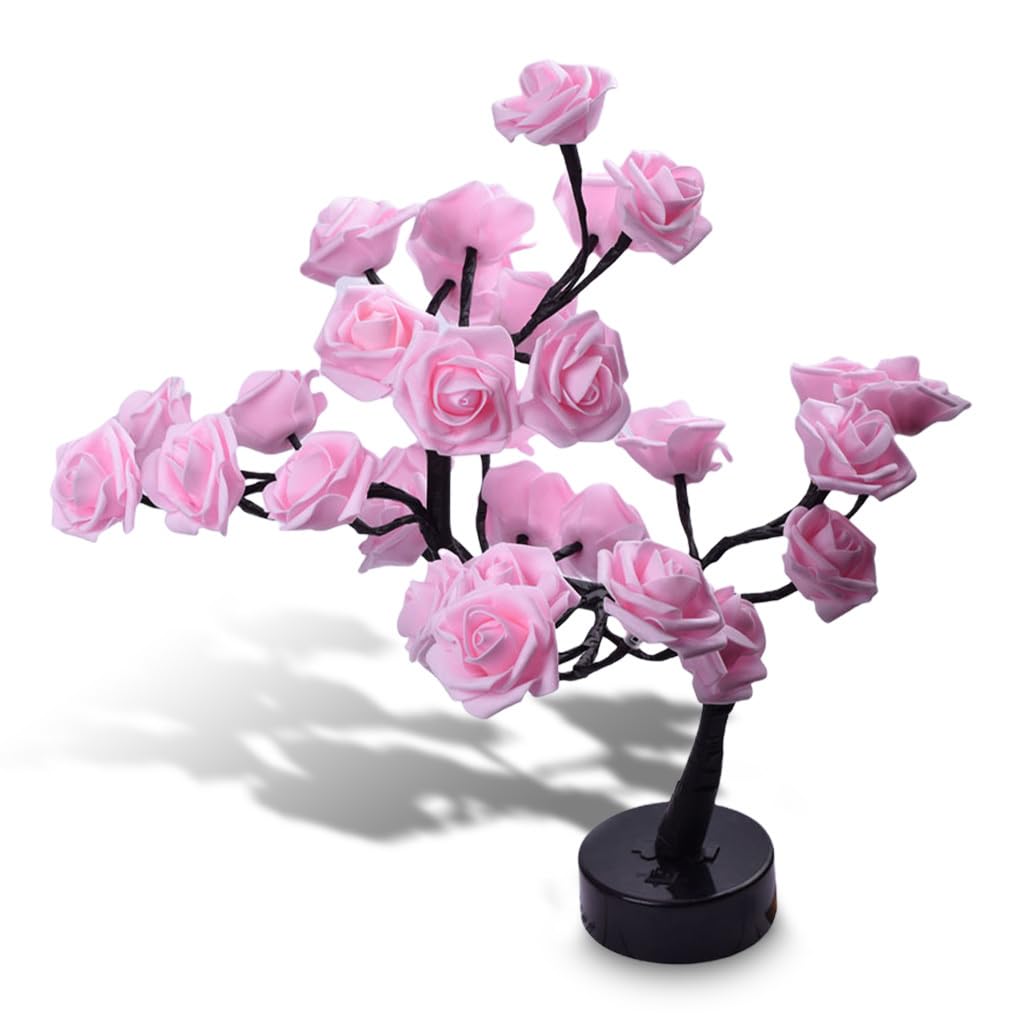 budiniao Rose Tree Nightlight USB Powered Touch Control Table Light Birthday Wedding Lamp Bedroom Bathroom Lighting Decor, Pink